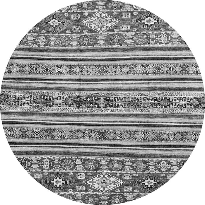 Round Machine Washable Abstract Gray Modern Rug, wshabs2617gry