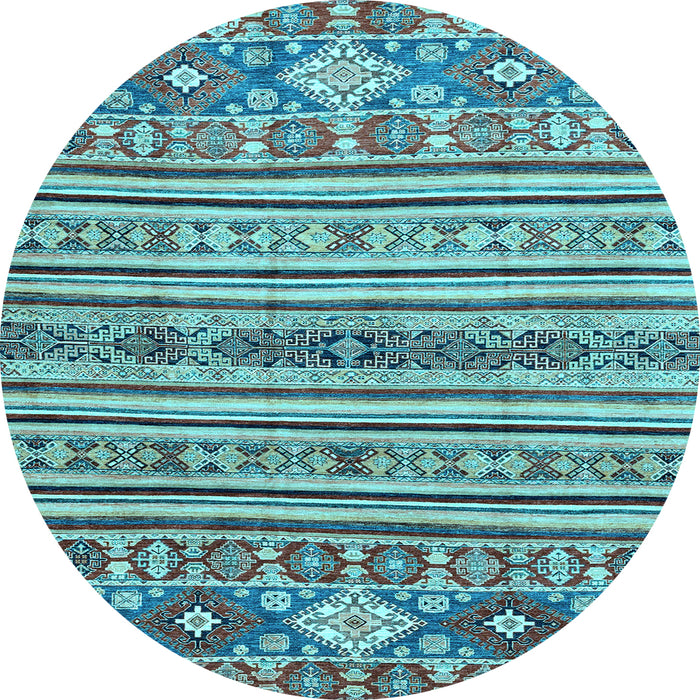 Round Abstract Light Blue Modern Rug, abs2617lblu