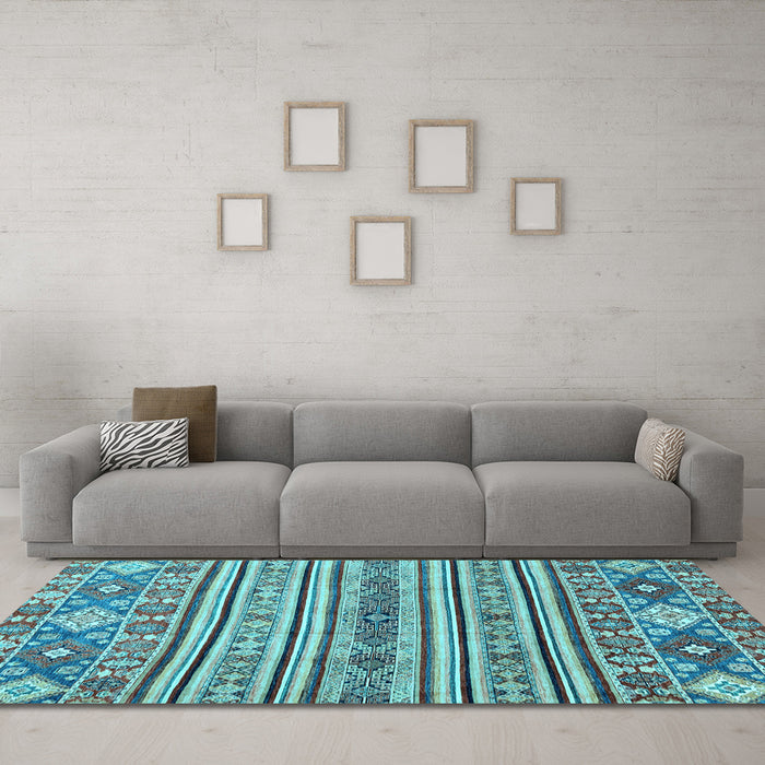 Machine Washable Abstract Light Blue Modern Rug in a Living Room, wshabs2617lblu