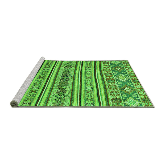 Sideview of Machine Washable Abstract Green Modern Area Rugs, wshabs2617grn