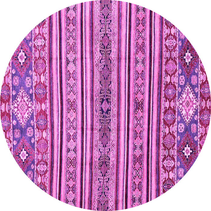 Round Machine Washable Abstract Pink Modern Rug, wshabs2617pnk
