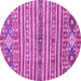 Round Machine Washable Abstract Pink Modern Rug, wshabs2617pnk