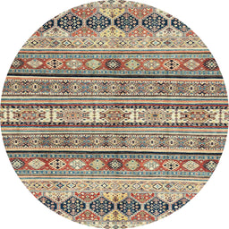 Round Machine Washable Abstract Brown Rug, wshabs2618