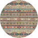 Round Machine Washable Abstract Brown Rug, wshabs2618