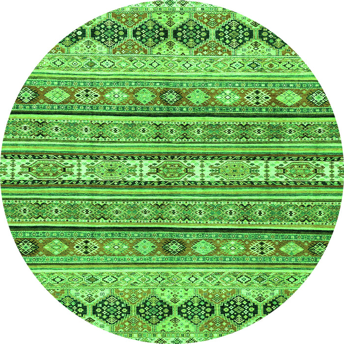 Round Machine Washable Abstract Green Modern Area Rugs, wshabs2618grn