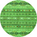 Round Machine Washable Abstract Green Modern Area Rugs, wshabs2618grn