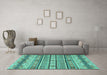 Machine Washable Abstract Turquoise Modern Area Rugs in a Living Room,, wshabs2618turq