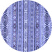 Round Machine Washable Abstract Blue Modern Rug, wshabs2618blu