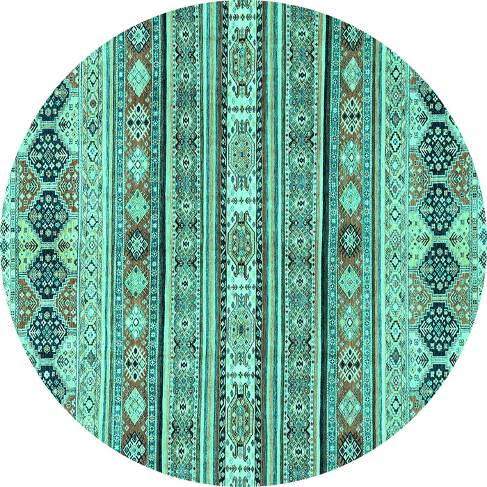 Round Machine Washable Abstract Turquoise Modern Area Rugs, wshabs2618turq