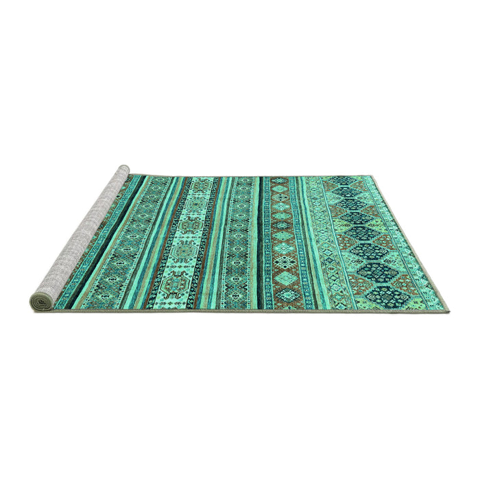 Sideview of Machine Washable Abstract Turquoise Modern Area Rugs, wshabs2618turq