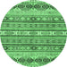 Round Abstract Emerald Green Modern Rug, abs2618emgrn