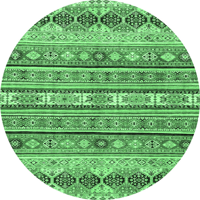 Round Machine Washable Abstract Emerald Green Modern Area Rugs, wshabs2618emgrn