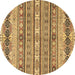 Round Abstract Brown Modern Rug, abs2618brn