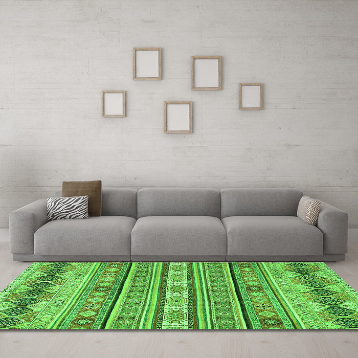 Machine Washable Abstract Green Modern Area Rugs in a Living Room,, wshabs2618grn
