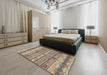 Abstract Brown Modern Rug in a Bedroom, abs2618