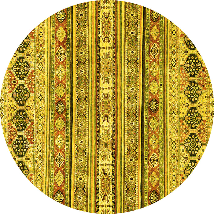 Round Machine Washable Abstract Yellow Modern Rug, wshabs2618yw