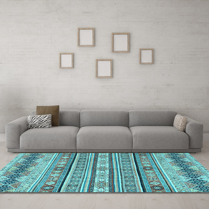 Machine Washable Abstract Light Blue Modern Rug in a Living Room, wshabs2618lblu