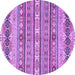 Round Machine Washable Abstract Purple Modern Area Rugs, wshabs2618pur