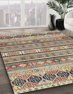 Machine Washable Abstract Brown Rug in a Family Room, wshabs2618