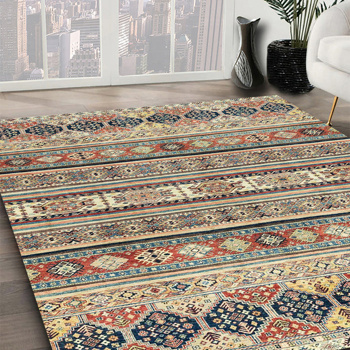 Machine Washable Abstract Brown Rug in a Family Room, wshabs2618