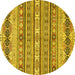 Round Abstract Yellow Modern Rug, abs2618yw