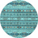 Round Machine Washable Abstract Light Blue Modern Rug, wshabs2618lblu