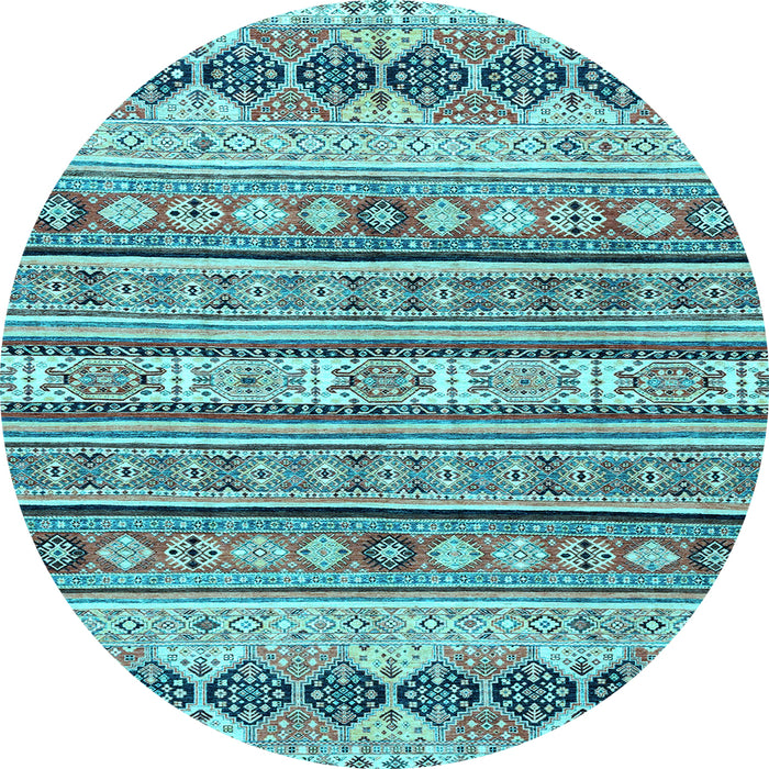 Round Abstract Light Blue Modern Rug, abs2618lblu
