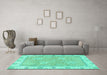 Machine Washable Oriental Turquoise Traditional Area Rugs in a Living Room,, wshabs2619turq