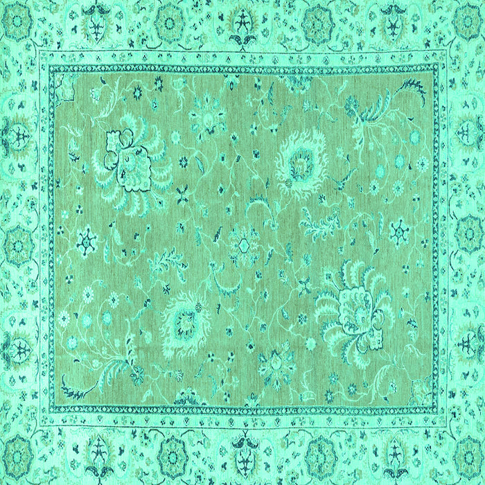 Square Machine Washable Oriental Turquoise Traditional Area Rugs, wshabs2619turq