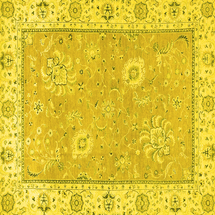 Square Machine Washable Oriental Yellow Traditional Rug, wshabs2619yw