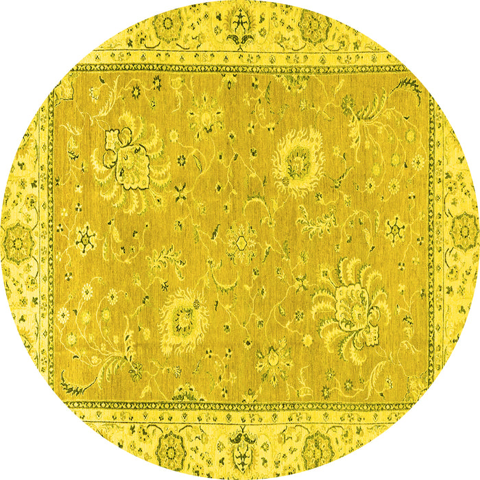 Round Oriental Yellow Traditional Rug, abs2619yw