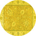 Round Oriental Yellow Traditional Rug, abs2619yw