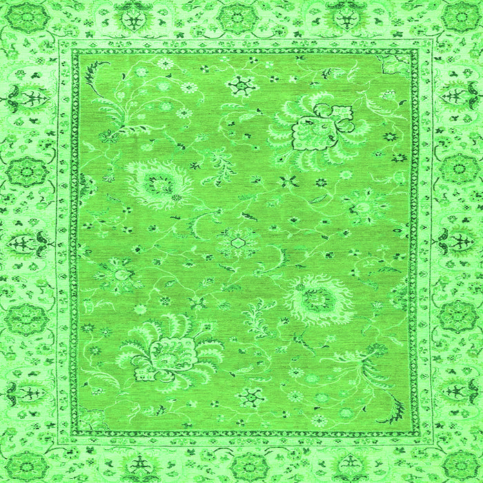 Square Machine Washable Oriental Green Traditional Area Rugs, wshabs2619grn