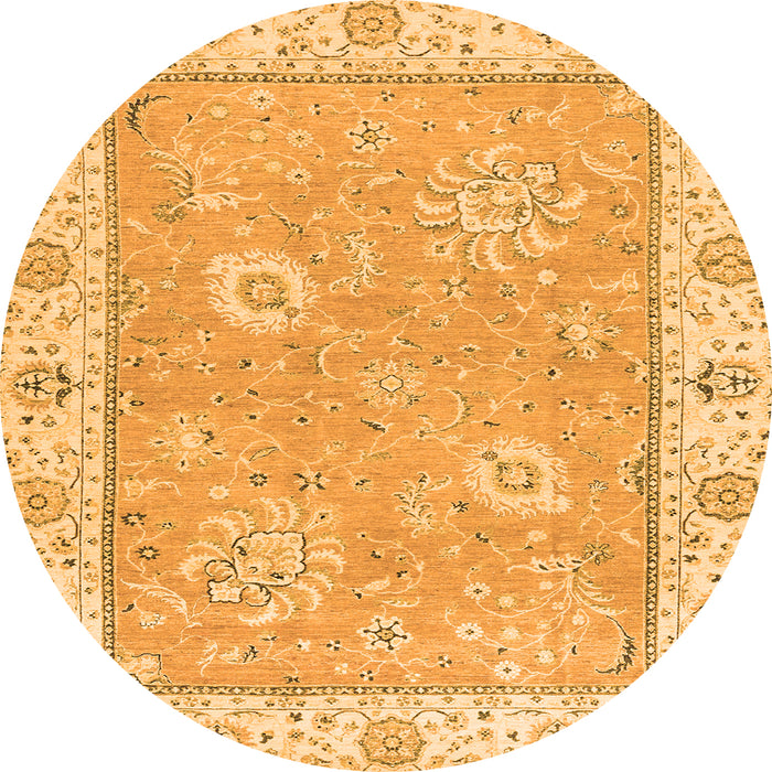 Round Oriental Orange Traditional Rug, abs2619org