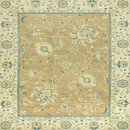 Square Machine Washable Abstract Brass Green Rug, wshabs2619