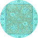 Round Oriental Light Blue Traditional Rug, abs2619lblu