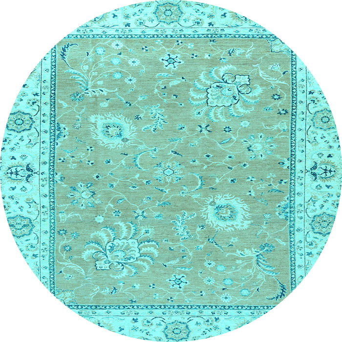 Round Machine Washable Oriental Light Blue Traditional Rug, wshabs2619lblu