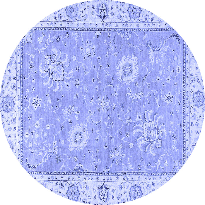 Round Machine Washable Oriental Blue Traditional Rug, wshabs2619blu