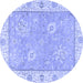 Round Machine Washable Oriental Blue Traditional Rug, wshabs2619blu