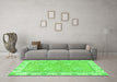 Machine Washable Oriental Green Traditional Area Rugs in a Living Room,, wshabs2619grn