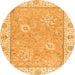 Round Machine Washable Oriental Orange Traditional Area Rugs, wshabs2619org