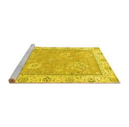 Sideview of Machine Washable Oriental Yellow Traditional Rug, wshabs2619yw