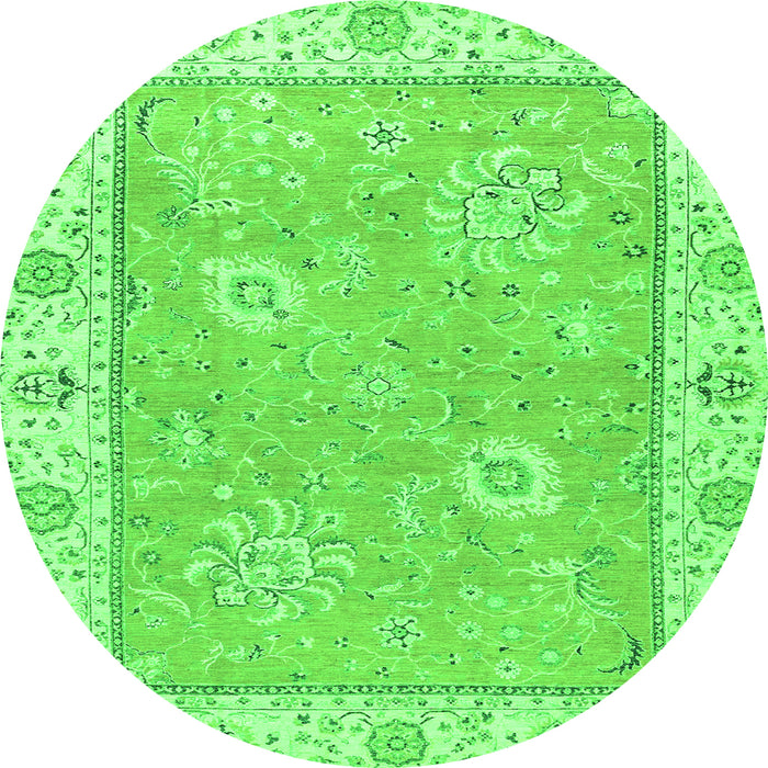 Round Machine Washable Oriental Green Traditional Area Rugs, wshabs2619grn