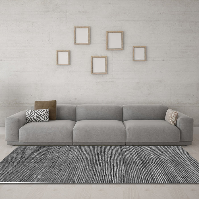 Machine Washable Abstract Gray Modern Rug in a Living Room,, wshabs261gry