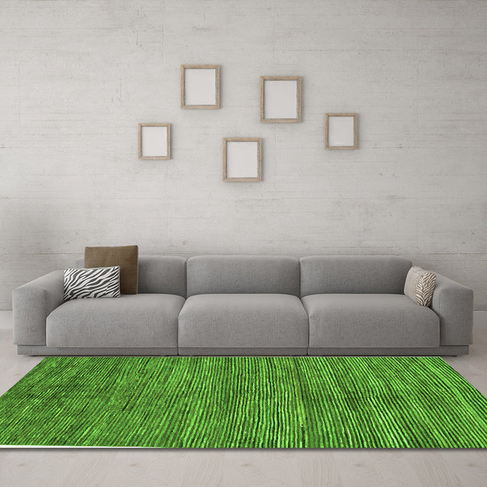 Machine Washable Abstract Green Modern Area Rugs in a Living Room,, wshabs261grn