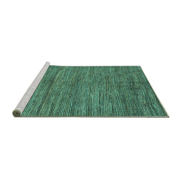 Sideview of Machine Washable Abstract Turquoise Modern Area Rugs, wshabs261turq