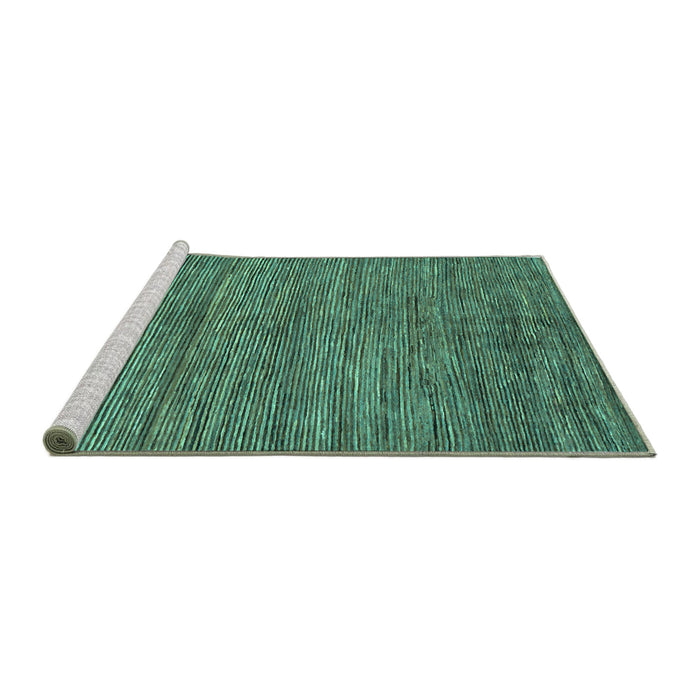 Sideview of Machine Washable Abstract Turquoise Modern Area Rugs, wshabs261turq