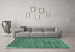 Machine Washable Abstract Turquoise Modern Area Rugs in a Living Room,, wshabs261turq