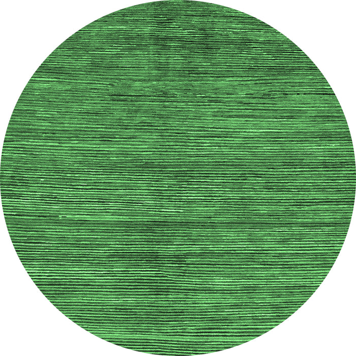 Round Machine Washable Abstract Emerald Green Modern Area Rugs, wshabs261emgrn