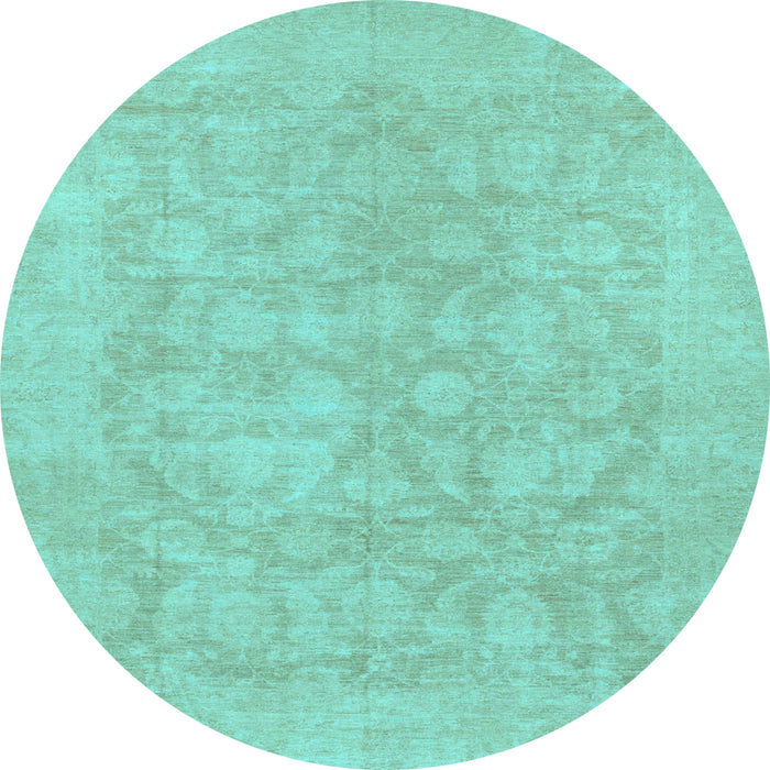 Round Machine Washable Oriental Light Blue Traditional Rug, wshabs2620lblu